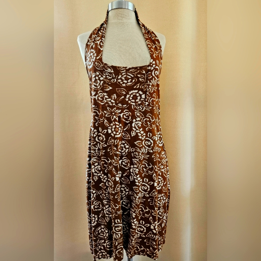 Brown floral halter dress